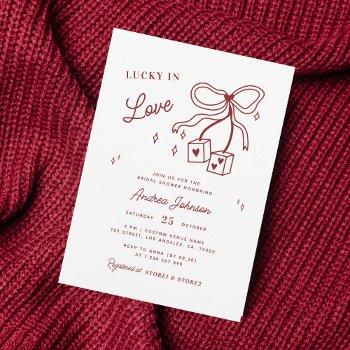 lucky in love vegas casino dice bow bridal shower  invitation