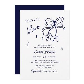 lucky in love vegas dice casino bow bridal shower  invitation