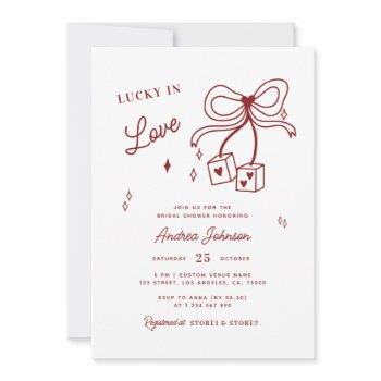lucky in love vegas dice casino bow bridal shower  invitation