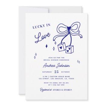 lucky in love vegas dice casino bow bridal shower  invitation