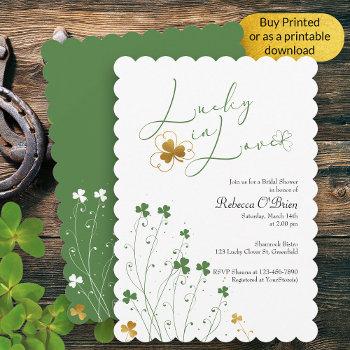 lucky in love wildflower shamrocks bridal shower invitation