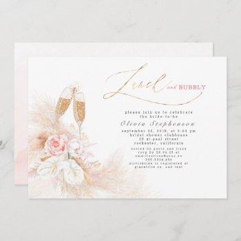 lunch and bubbly bridal shower pampas grass invitation