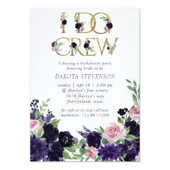 Lush Blossoms | Purple And Pink Floral I Do Crew Invitation Front View