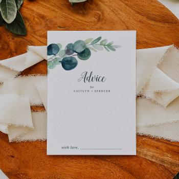 lush greenery and eucalyptus wedding advice card