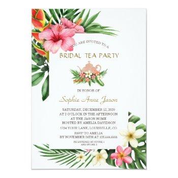 Lush Tropical Garden Flowers Bridal Tea Party Invitation Front View