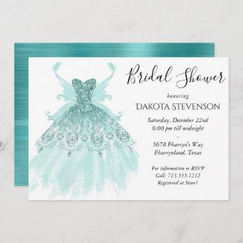 luxe fairy wing gown | mint green bridal shower invitation
