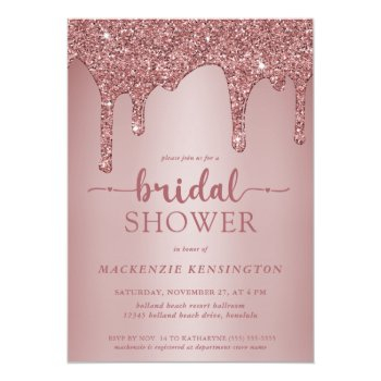 Luxury Glam Rose Gold Glitter Drips Front View