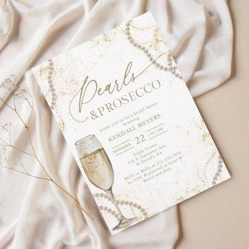 luxury pearls and prosecco bridal shower invitation