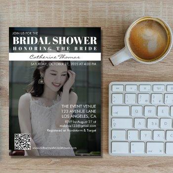 magazine cover trendy dark photo bridal shower invitation