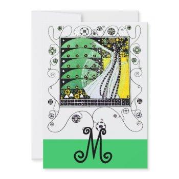 magic of the  spring ,bright yellow  black green invitation