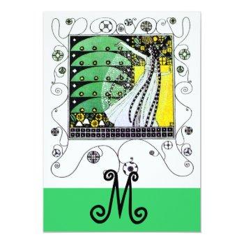 Magic Of The Spring ,bright Yellow Black Green Invitation Front View