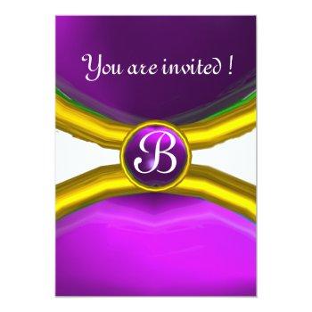 Magic Rings ,monogram Gem Purple Ice Invitation Front View