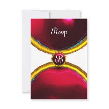 magic rings ,monogram rsvp gem red burgundy invitation