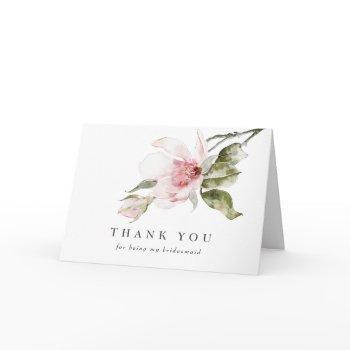 magnolia floral bridesmaid thank you card