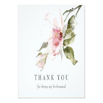 Magnolia Floral Bridesmaid Thank You Card Front View