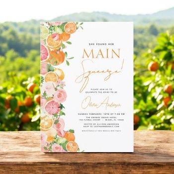 main squeeze citrus bridal shower orange invitation