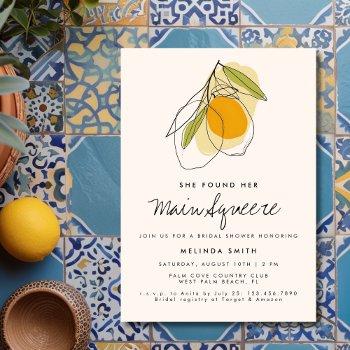 main squeeze citrus lemon minimalist bridal shower invitation