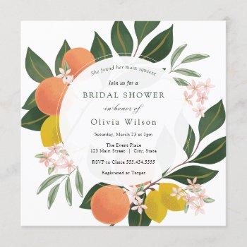 main squeeze lemon and oranges bridal shower invitation