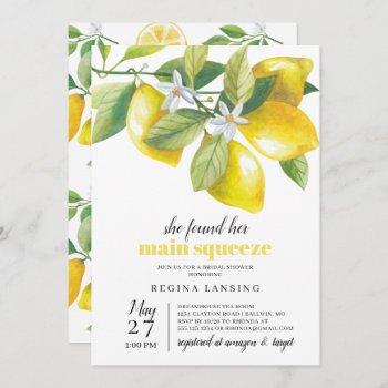 main squeeze lemon bridal shower invitation