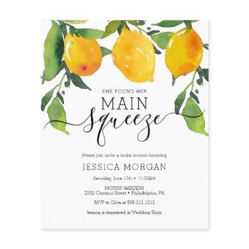 main squeeze lemon bridal shower invitation card flyer