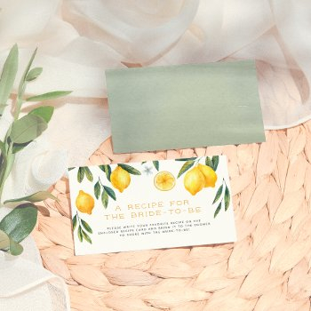main squeeze lemon bridal shower recipe enclosure card