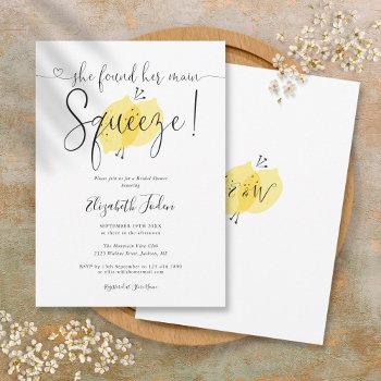 main squeeze lemons monogram script bridal shower invitation