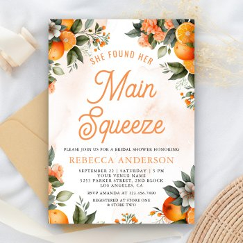 main squeeze tangerine orange citrus bridal shower invitation