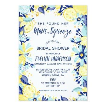 Main Squeeze Yellow Lemons Mint Briday Shower Invitation Front View