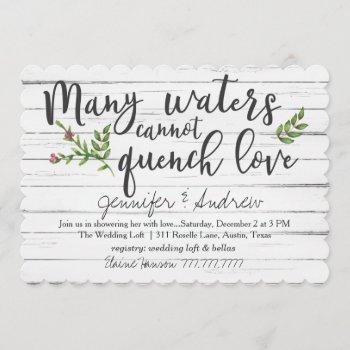 many waters cannot quench love bridal invitation