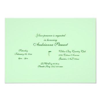 "mardi Gras Bridal Shower" - Green Mask W/ Ribbon Invitation Front View