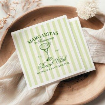 Margaritas And Matrimony Green Striped Napkins Front View