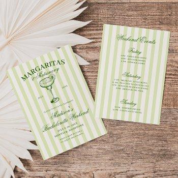 margaritas and matrimony striped bachelorette invitation