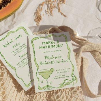 margs and matrimony bachelorette weekend invitation