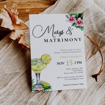 margs and matrimony bridal shower invitation