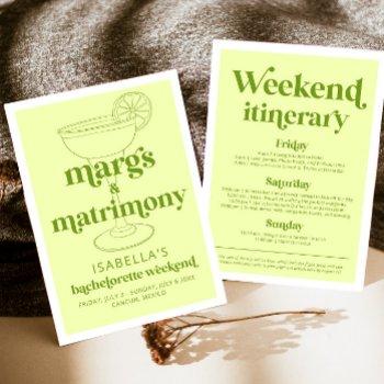 margs & matrimony bachelorette weekend itinerary invitation