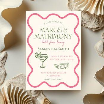 Margs & Matrimony Bridal Shower Hand Drawn Modern Invitation Front View