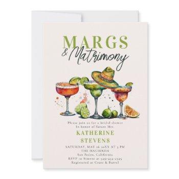 margs matrimony margaritas colorful bridal shower invitation