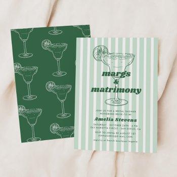 margs & matrimony retro bachelorette bridal shower invitation