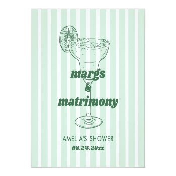 Margs & Matrimony Retro Bachelorette Bridal Shower Square Paper Coaster Front View