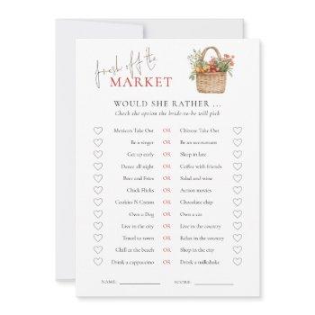 market would she rather bridal shower game card