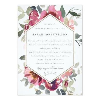 Maroon Red Blush Rose Flora Drive By Bridal Shower Postcard Front View