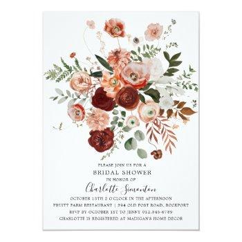 Marsala Pink Terracotta Floral Bridal Shower Invit Invitation Front View