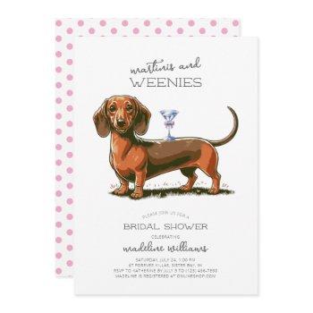 martinis and weenies dachshund bridal shower  invitation