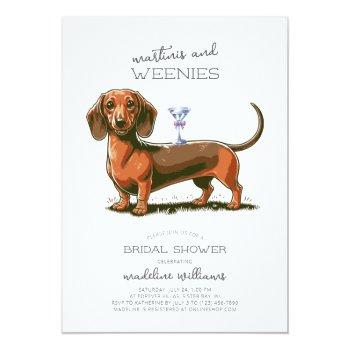 Martinis And Weenies Dachshund Bridal Shower Invitation Front View