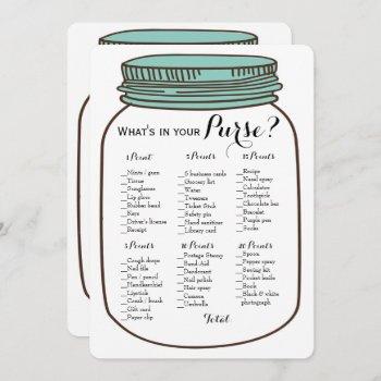 mason jars 2x bridal shower games purse | wishes invitation