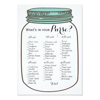 Mason Jars 2x Bridal Shower Games Purse | Wishes Invitation Front View