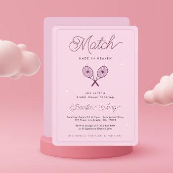 match made in heaven pink tennis bridal shower invitation