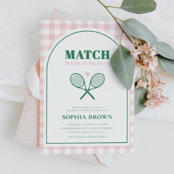 match made in heaven tennis bridal shower invitation