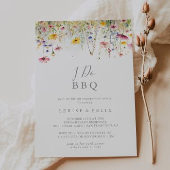 meadow wildflower i do bbq engagement party invitation