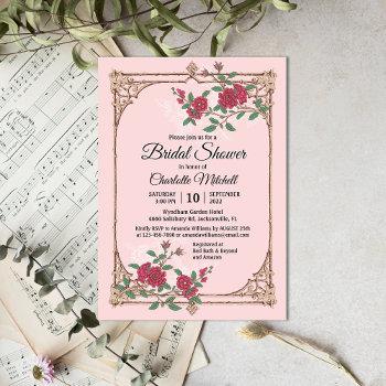 medieval romantic with wooden frame bridal shower invitation
